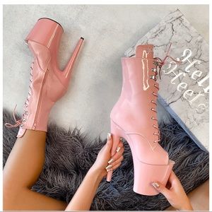 Brand New Pink 7 inch lace up boots